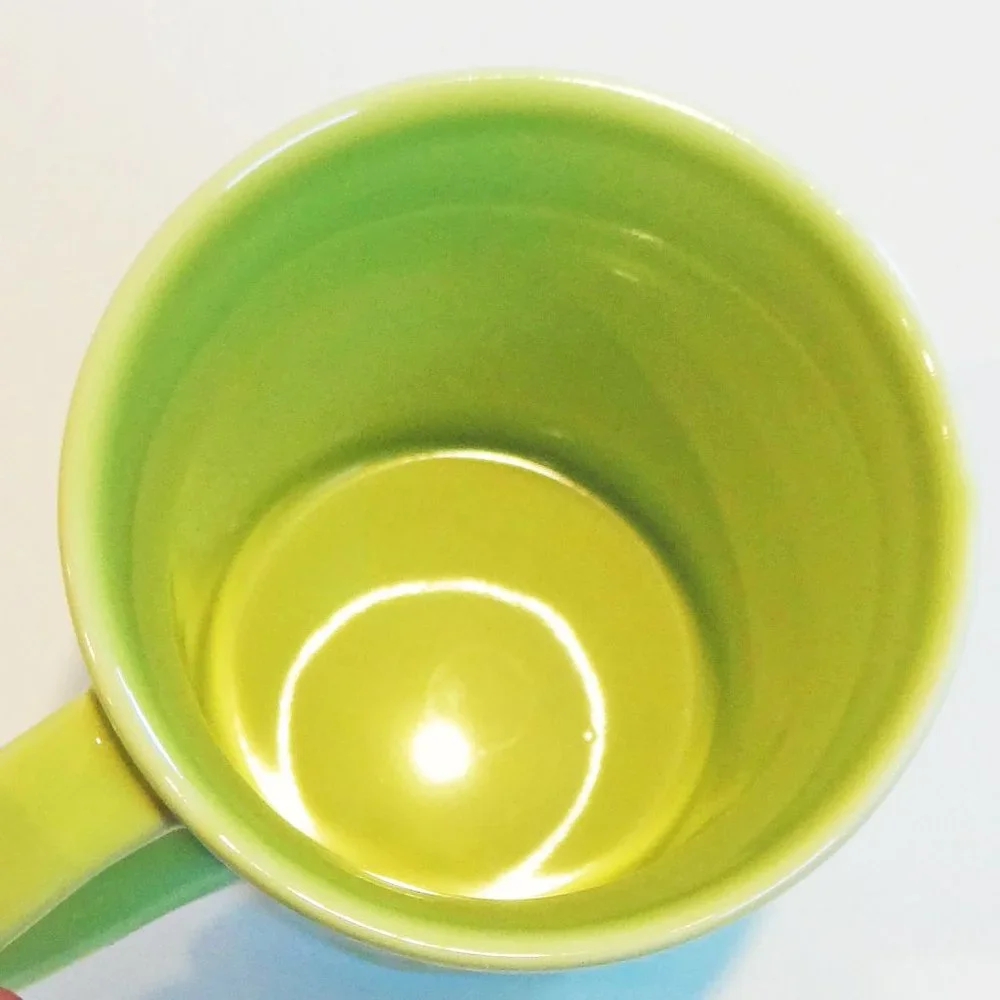 Starbucks 2007 Lime Green White Flower & Butterflies Mug Collectible